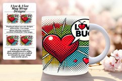 Creative 11oz Mug Wrap Png Design , 3D Heart Product Image 1