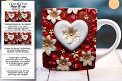 3D Heart Elegance: Sublimation Mug Wrap Product Image 1
