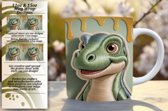 Joyful 15oz Mug Wrap Png Design , Cute Dino Product Image 1