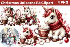Christmas Unicorns Clipart PNG Product Image 1