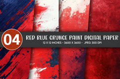 Red Blue Grunge Paint Digital Paper Product Image 1