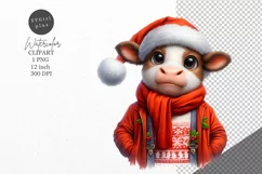 Christmas clipart, Cow clipart, Winter clipart Product Image 1