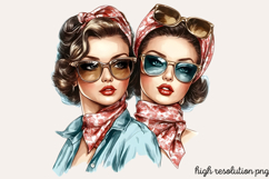 Vintage Retro Girls Clipart PNG Product Image 1