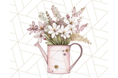 Watering Can Flowers PNG, Rustic Floral Watercolor Clipart Product Image 4