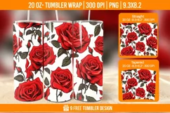 Valentine Rose Tumbler Wrap Designs, Sublimation Wrap Product Image 1