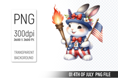 4th Of July Bunny Sublimation Clipart PNG Design Product Image 1