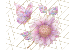 Stained Glass Butterfly and Sunflower PNG Clipart Product Image 3