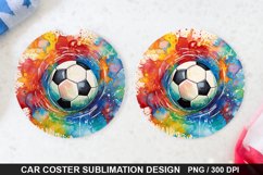 Soccer Ball Car Coaster - Coaster Sublimation Design Product Image 1