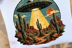 Retro UFO T-Shirt Graphics Bundle | Alien Spaceship PNG Product Image 2
