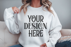 White Gildan 18000 Mockup, Gildan Sweatshirt Mockup Product Image 1