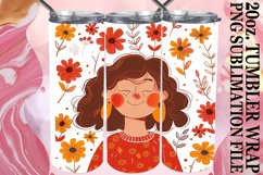 Watercolor Flower Portrait Sublimation Tumbler Wrap 20oz Product Image 1