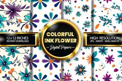 Colorful Ink Flower Digital Papers - 04 Variations Product Image 1