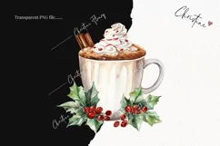 Watercolor Hot Cocoa Clipart | Watercolor Christmas PNG Product Image 2