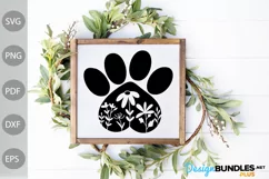 Dog Paw with Wildflowers SVG Cut Files - Dog Mom SVG Design Product Image 3