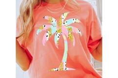 Trendy Pastel Palm Tree PNG | Faux Gold Glitter Tropical Product Image 2