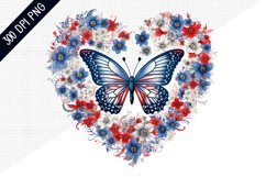Butterfly And Floral Heart - 4Th Of July Sublimation Design Product Image 1