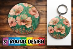 Sparkling Petal Leopard Sublimation Circle: Keychain, Coaste Product Image 1
