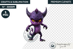 Halloween Little Monster Clipart Png, Spooky Cute Fantasy Product Image 1