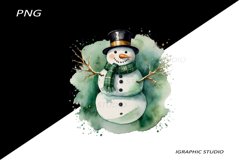 Green Snowman Clipart, Gold and Emerald Chistmas Clipart Product Image 1