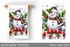 Snowman Kitchen Towel Design. Christmas Kitchen Towel Product Image 1