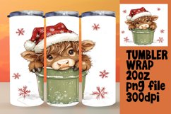 Christmas Cow Watercolor Tumbler Wrap - 20oz Sublimation Product Image 1