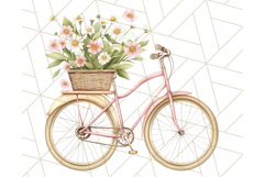Bicycle with Flowers PNG, Pastel Spring Floral Bike Clipart Product Image 3