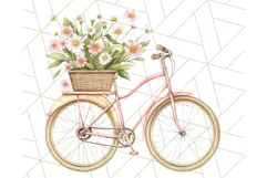 Bicycle with Flowers PNG, Pastel Spring Floral Bike Clipart Product Image 3