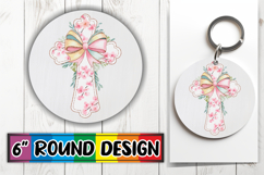 Sweet Circle Car Coaster Design, Flower Cross Product Image 1