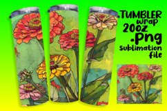Tumbler Wrap Design 20oz Colorful Floral PNG Product Image 1