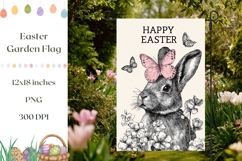 Happy Easter Garden Flag Design, Cartoon Easter Bunny PNG Product Image 1