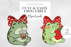 Cute Sassy Frog Girls PNG Clipart, Sublimation PNG. Product Image 1