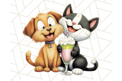 Dog and Cat Friends PNG, Cute Pet Clipart, Funny Animal Art Product Image 3