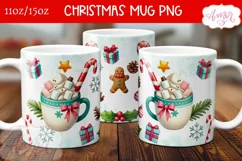 Hot cocoa mug PNG wrap, Cute Christmas coffee mug PNG Product Image 1