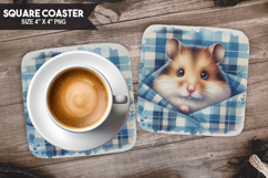 Hamster, Pets &amp; Animal, Buffalo Plaid Square Coaster PNG Product Image 1