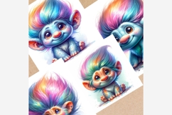 Watercolor Troll Clipart Pack | 13 JPG Files, Cute Rainbow Product Image 2