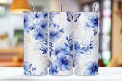 3D floral blossoms Tumbler Wrap, alcohol ink butterflies Product Image 3
