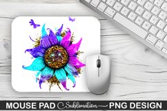 Magical Purple Cyan Sunflower Sublimation Mouse Pad Design Product Image 1