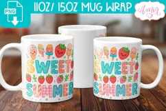 Sweet Summer mug wrap PNG sublimation, Cute summer mug png Product Image 2