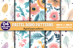 Pastel Boho Digital Paper Patterns Bundle PNG Product Image 9