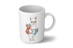 Cute Alpaca with Backpack Reading a Book Watercolor PNG Product Image 5