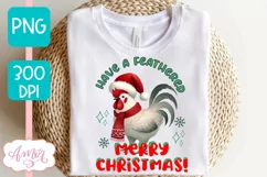 Merry Christmas sublimation PNG, Christmas rooster PNG Product Image 2