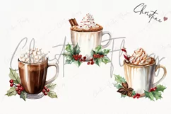 Watercolor Hot Cocoa Clipart | Watercolor Christmas PNG Product Image 3