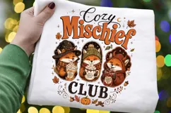 Cozy Mischief Club PNG Sublimation Design - Cute Autumn Fox Product Image 2