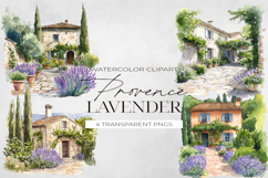 Watercolor Provence Lavender Flowers Clipart, PNG. Product Image 1