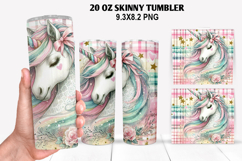 Unicorn Skinny Tumbler 20oz Wrap Design, Animal Tumbler Wrap Product Image 1