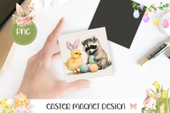 Easter Raccoon Magnet, Easter Chick Square Coaster Design Product Image 1