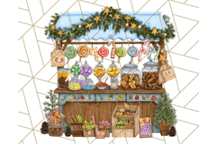 Cozy Christmas Market Stall Clipart PNG, Holiday Art Png Product Image 3
