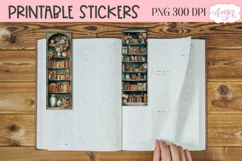 Old book shelves bookmark, watercolor books PNG printable Product Image 2