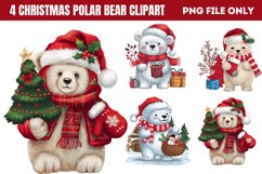 Watercolor Christmas Polar Bear Clipart PNG Product Image 1
