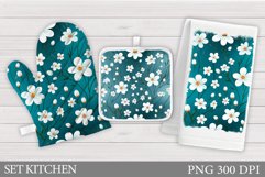 Floral Oven Mitt Design. Flowers Square Pot Holder Product Image 1